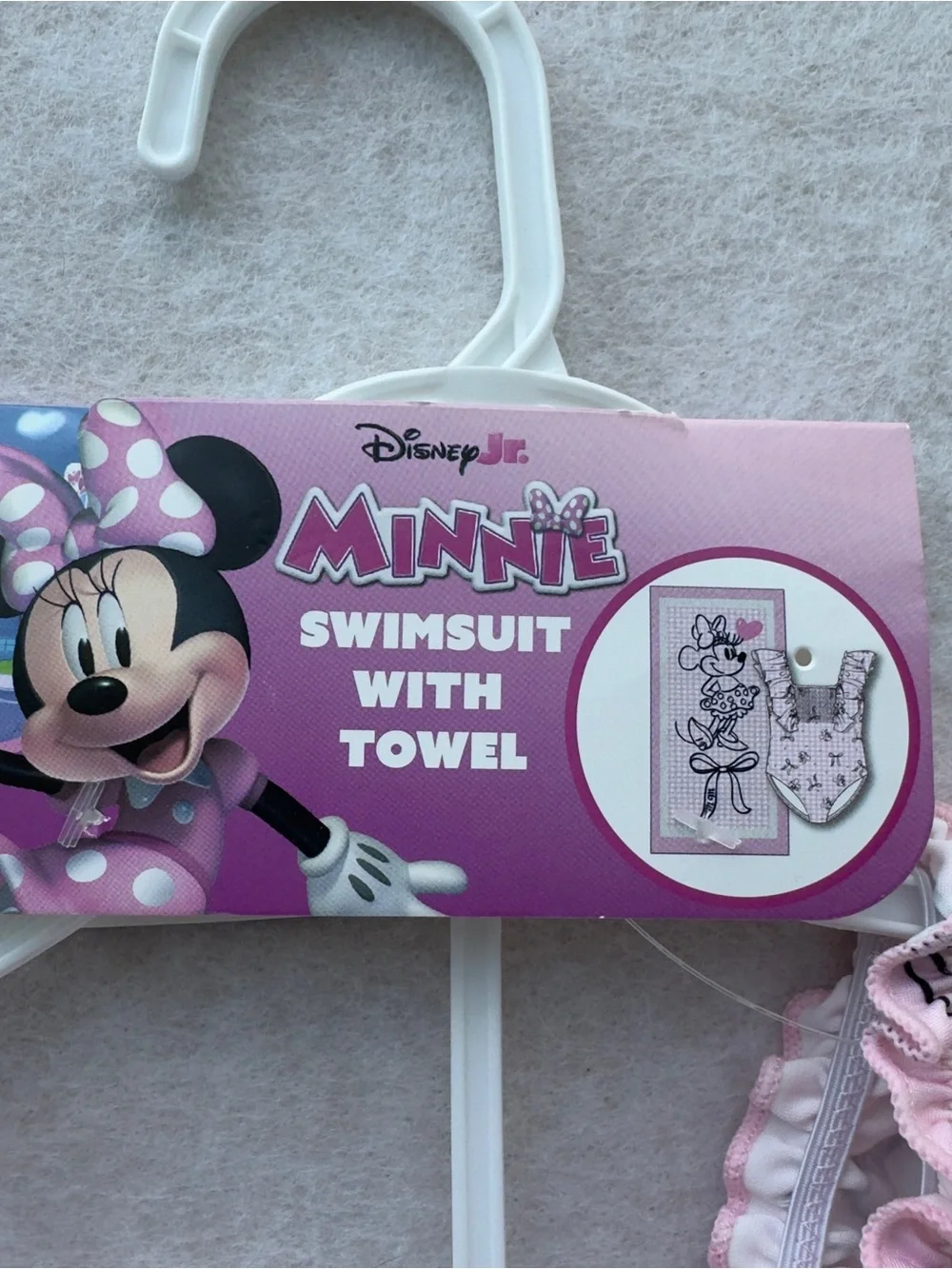 Disney Minnie Mouse Girls One Piece Swimsuit & Beach Towel Set Size 4T NWT NEW